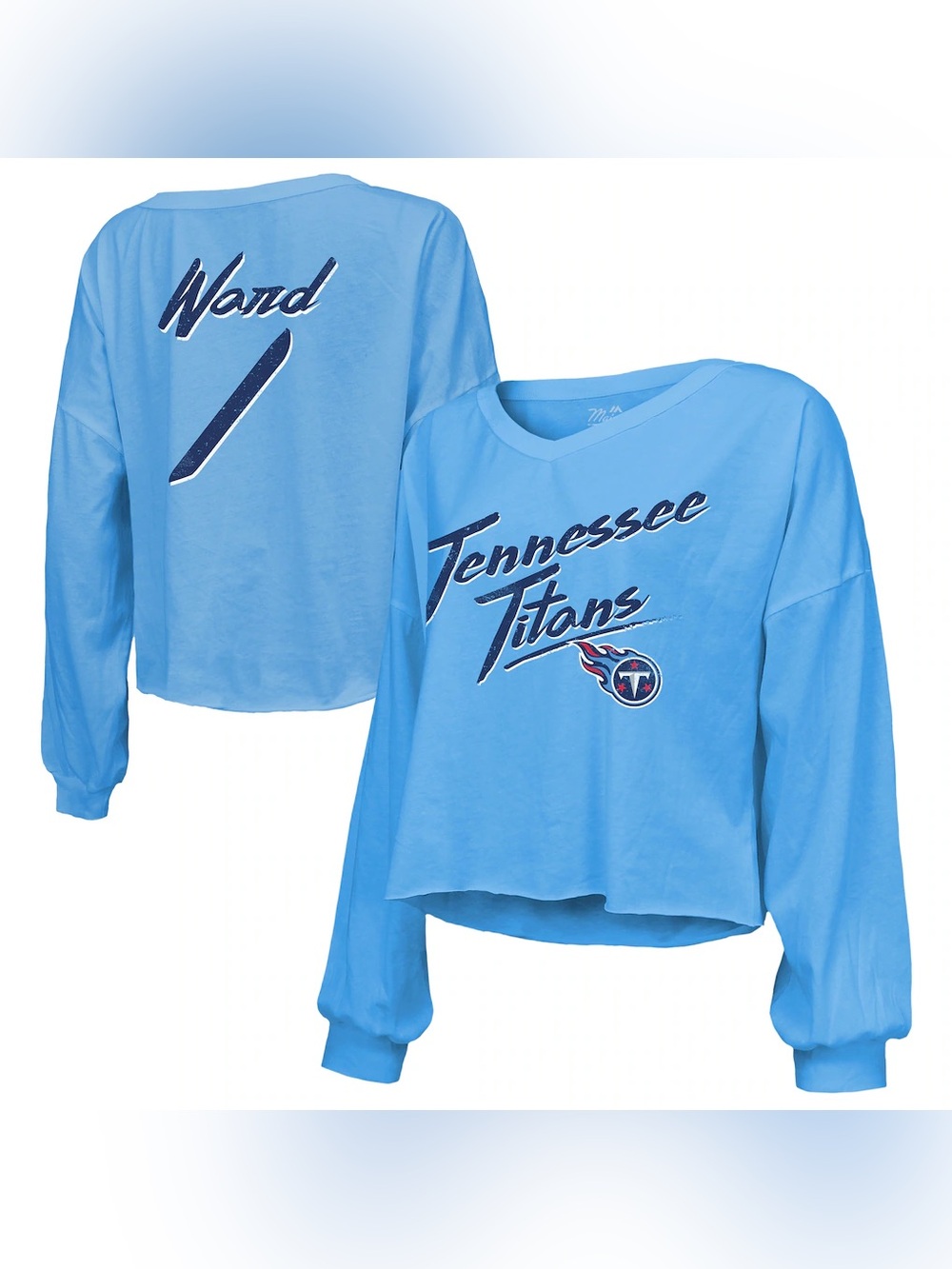Cam Ward Tennessee Titans Majestic Threads Women Off-Shoulder Long Sleeve